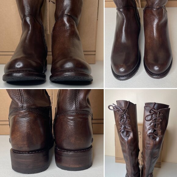 BED STU Manchester Distressed Brown Leather Tall Riding Boots BedStu Size 6.5 - Picture 3 of 16